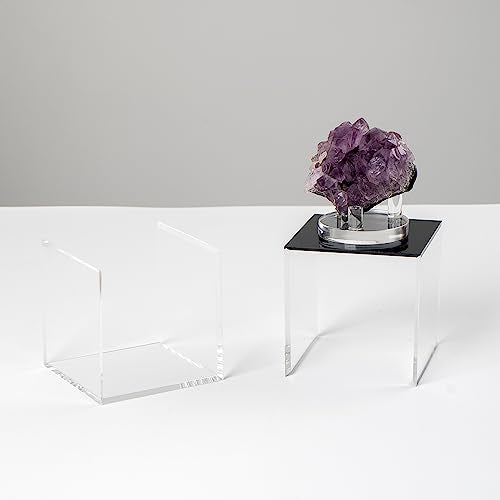 Clear Acrylic Boxes for Collectibles Display, Removable Countertop Storage Box Cube Organizer Stand Riser, Dustproof Protection Showcase for Crystals Minerals Slab Fossil Coral, 3x3x3Inch