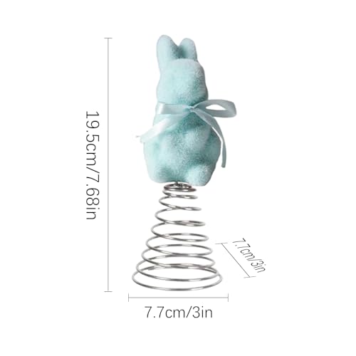 Bunny Tree Topper,Spring Festival Moss Rabbit Ornament - Flocking Bunny Topper,for Home Farmhouse Party Mantel Cabinet Porch Basket Gathering Celebration - color: Blue