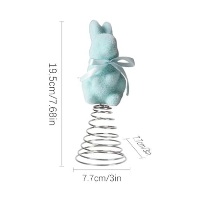 Bunny Tree Topper,Spring Festival Moss Rabbit Ornament - Flocking Bunny Topper,for Home Farmhouse Party Mantel Cabinet Porch Basket Gathering Celebration - color: Blue