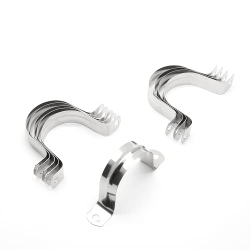 10Pcs 2 Inch Stainless Steel Large Conduit Clamps, Two Hole Strap U Bracket Rigid Pipe Strap Metal U Clamp Conduit Strap Tension Clips U-tube Clamp Heavy Duty - size: 2 inch / 52 mm