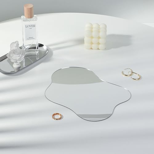 3PCS Moon Ripple Shape Mirror Photo Props Set, Acrylic Mirror Reflection Board Photography Background Props for Goods, Crafts, Lipstick, Jewelry, Cosmetics, Makeup Tools, Food (Irregular) - color: Irregular