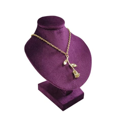 Mini Pendant Display Bust Velvet Jewelry Bust Stand Pendant Holder Velvet Mannequin Necklace Stand Wooden Portrait Model 12cm (Purple) - color: Purple