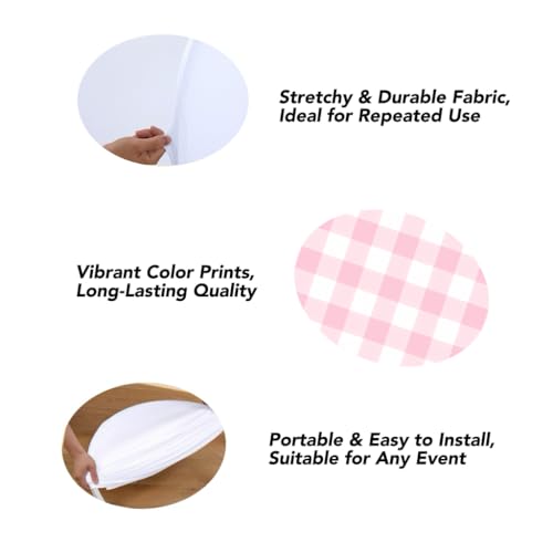 6.6FT Pink Plaid Arch Backdrop Cover Chiara for Girls Birthday Strawberry Theme Party Baby Shower Decoration(6.6x3.3ft,No Frame No Zipper) - size: 3.3x6.6ft