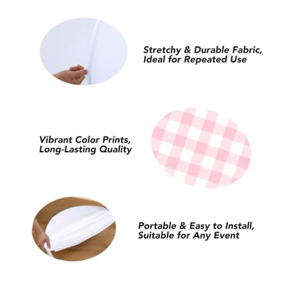 6.6FT Pink Plaid Arch Backdrop Cover Chiara for Girls Birthday Strawberry Theme Party Baby Shower Decoration(6.6x3.3ft,No Frame No Zipper) - size: 3.3x6.6ft