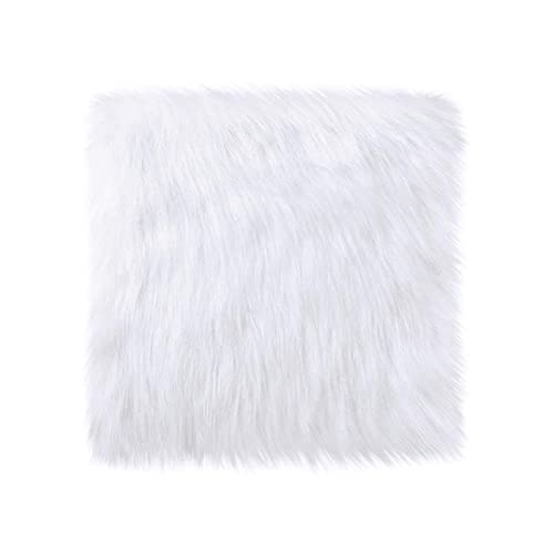 White Faux Fur Plush Cushion Fluffy Small Area Rug, Luxury Background for Small Items/ Jewelry/ Nail Art Desk Photos, Product Display & Home Decor (Square - 12 x 12 Inches) - color: White Square - 12 X 12 Inches