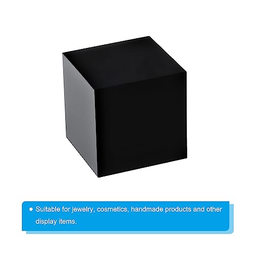 PATIKIL 1.5"x1.5"x1.5" Jewelry Display Riser, Polished Acrylic Cube Display Stand Block Collection Showcase Ring Holder Square, Black