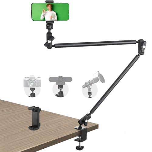 Desktop Clamp Magic Arm 33.84" Kit for Phone,DSRL Two-Stage Adjustable Flexible Arm, Overhead Camera Mount, Desk Phone Mount for Webcam, Action Camera, Mic,Video Light - color: MH04