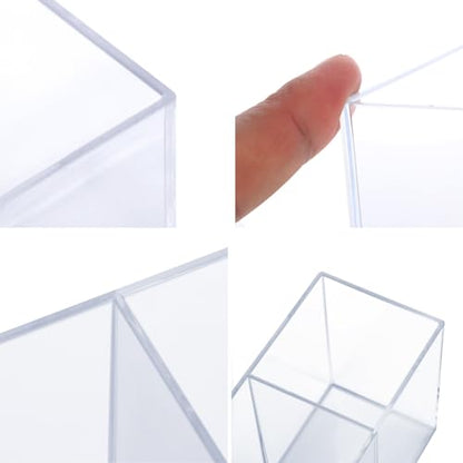 elysolpluv Clear Acrylic Silverware & Pen Organizer Caddy, Transparent Plastic Silverware Holder, Perfect for Office, Bedroom, and Bathroom Storage