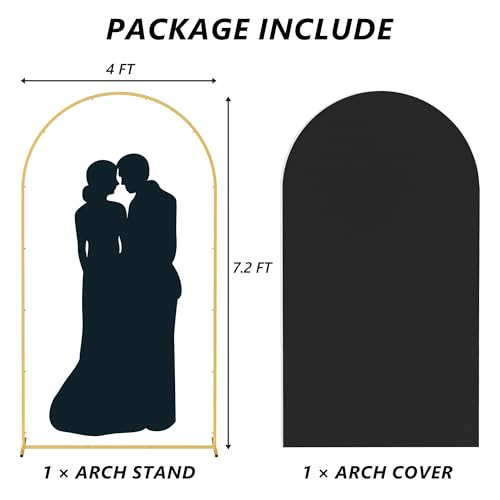 Neatsure Arch Backdrop Stand and Cover Set, 7.2FT Metal Photo Balloon Arch Backdrop Stand for Wedding Birthday Party Baby Shower Ceremony Graduation Decoration, Black - color: Black, size: 7.2FT
