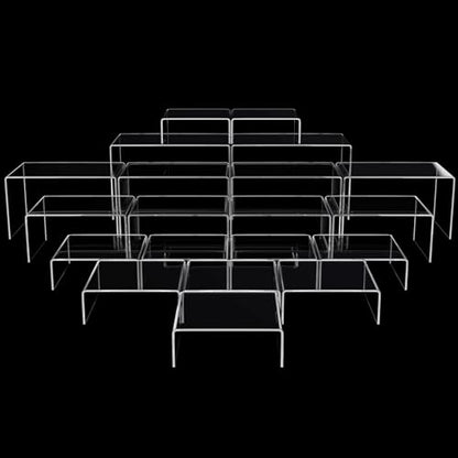 Chuangdi 20 Pcs Acrylic Display Risers, Clear Product Stand, Jewelry Display Riser Shelf Showcase Fixtures for Figure Dessert Cupcake Candy Action Showcase(Super Large Set) - color: Clear, size: Super Large Set