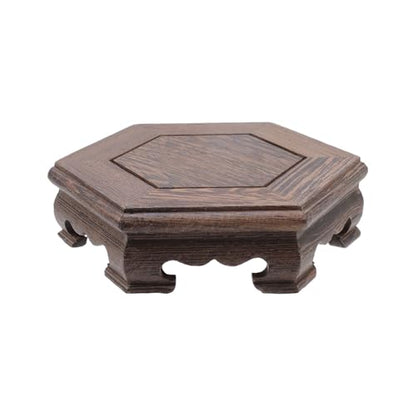 Traditional Craft Wooden Base Wood Display Stand Oriental Hex Shape Pedestal - color: 2-Q-5.0"-hexagon