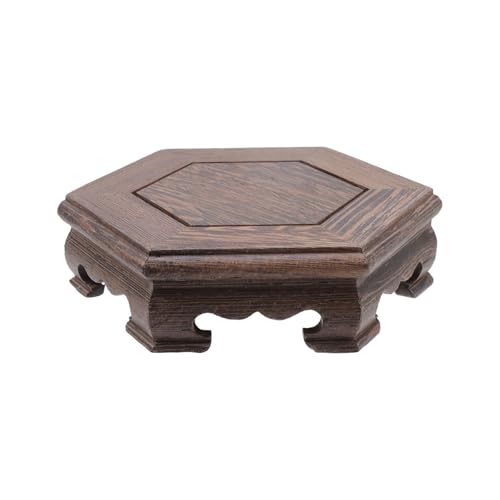 Traditional Craft Wooden Base Wood Display Stand Oriental Hex Shape Pedestal - color: 2-Q-5.0"-hexagon