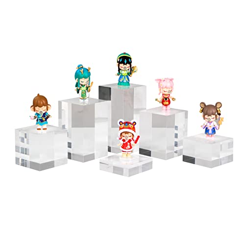 Clear Polished Acrylic Cube Photo Props, Edge Polished Display Blocks Display Base Display Riser, Solid Pedestal for Collectibles Figures Cosmetics, 3.1x3.1x1-2-3-4-5-6Inch