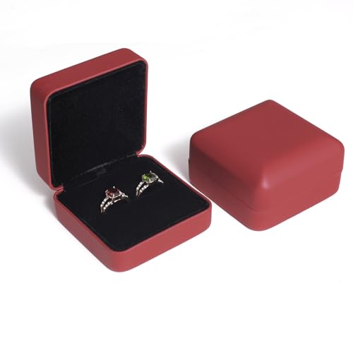Velvet Ring Gift Box, Small Jewelry Earring Studs Holder Case for Wedding Day, Proposal, Engagement, Anniversary, Ring Display Storage Box for Women Girl (Red S) - color: Red S