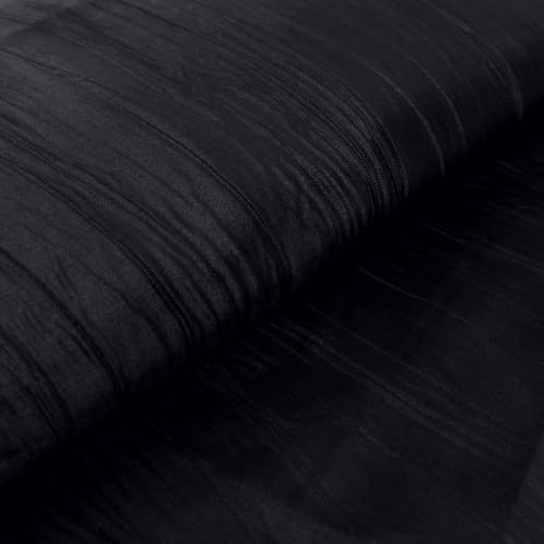 Efavormart 54" x10 Yards Black Accordion Crinkle Taffeta Fabric Bolt for Wedding Birthday Party Dance Event Decoration - color: Black