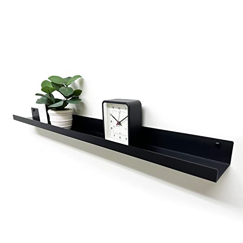 Mitus Floating Display Shelf - Wall Mounted - Modern Industrial Metal Channel Ledge Black, 36 inch - color: Black, size: 36 in