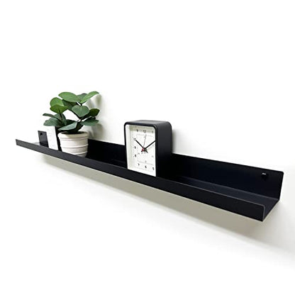 Mitus Floating Display Shelf - Wall Mounted - Modern Industrial Metal Channel Ledge Black, 36 inch - color: Black, size: 36 in