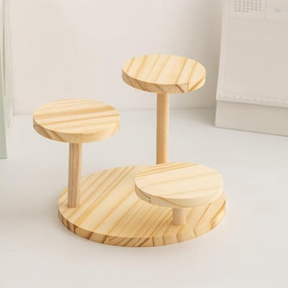 Wood Riser Display Stand Multi Tier Desktop Makeup Organizer Decor Wooden Base Display Rack for Mini Doll Jewelry