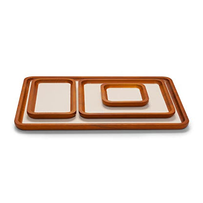 Oirlv Solid Wood Jewelry Display Tray Small Jewelry Tray Rings Earrings Bracelets Necklace Holder Organizer (Rectangle, Creamy-white) - color: Creamy-white, size: 7.08"x 3.93"x 0.59"