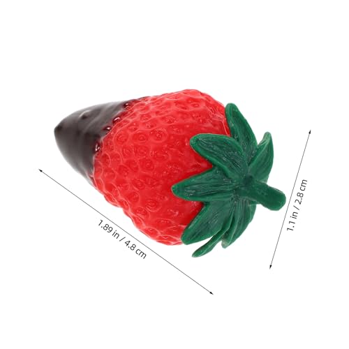Zerodeko 8pcs Chocolate Dipped Fake Strawberries Artificial Fruit Ornaments with Dark Leaves Realistic Simulated Food Decoration for Photography Props Party Centerpiece