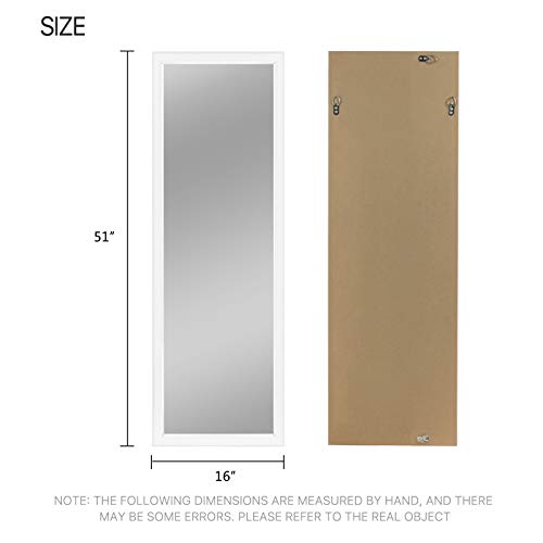 NeuType Wall Mirror Full Length Floor Mirror Wall Mounted Hanging Mirror for Wall Bedroom Bathroom Living Room Decor Door Mirror for Home Decoratio (White (51" x 16")) - color: White, size: 51"L x 16"W