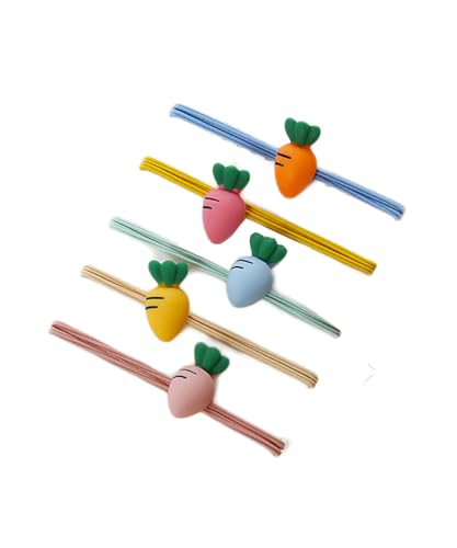 Easter Carrot Hair Clips Baby Girls Rabbit Carrot Hair Pin Easter Bunny Carrot Clips JHE54 (5 Pcs-Hair Ring Tie) - color: 5 Pcs-Hair Ring Tie