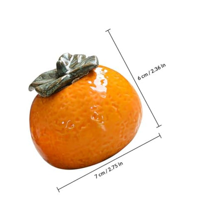 NUOBESTY Ceramic Tea Jar Orange Shape Small Food Sealing Canister Portable Decorative Fruit Storage Container for Kitchen Club Housewarming Photography Prop