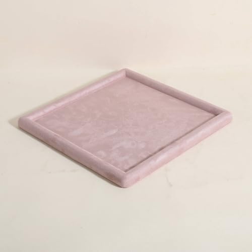 Jewelry storage organizer plate, Square velvet Jewerly display tray, Empty Jewelry showcase tray for Necklace Bracelet Ring Earring display stand holder (Pink-Large, 9.8 x 9.8 in) - color: Pink, size: 9.8" x 9.8"
