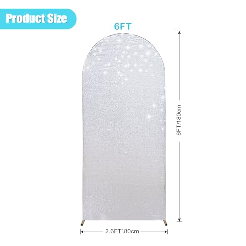 PartyDelight Arch Backdrop Cover Sequin Silver 6FT Sparkly Wedding Back Drop Fitted Arch Stand for Birthday Party Decoration - color: Silver, size: 6FT