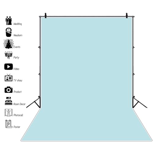 Renaiss 4x6ft Ice Blue Backdrop for Photoshoot Portrait Solid Color Monochrome Light Baby Blue Screen Photography Background Eggshell Blue Baby Shower Wedding Birthday Party Decor Photo Booth Props - color: Ice Blue, size: 4x6ft