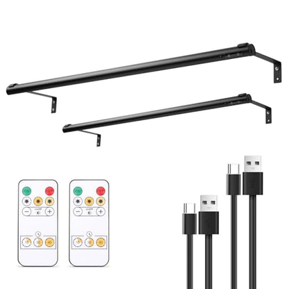 Battery Operated Wireless Picture Light，Rechargeable/Plugged in 31.5inch Painting Display Light,Remote Control Wall Lights with Three Modes and Timing for Art Frame (2 Black) - color: 2 Black
