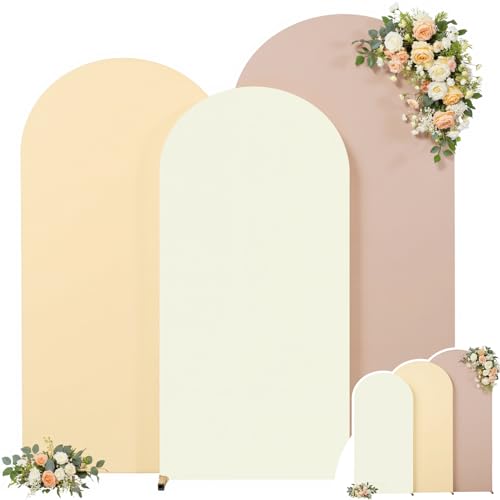 Arch Backdrop Cover Set of 3 Cream Champagne Nude Wedding Arch Covers Spandex Backdrop Stand Cover for Birthday Party Ceremony Bridal Baby Shower Banquet Decoration 4FT 5FT 6FT - color: Gradient Nude, size: 4FT+5FT+6FT