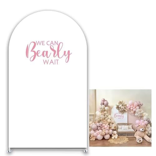 We Can Bearly Wait Theme Arch Backdrop Stand Covers for Parties Supplies White Arched Stretchy Fabric Cover Birthday Party Favors Decorations (2.2x5FT) - color: Kp-gx-2358, size: 2.2ftx5ft (Only Cover)