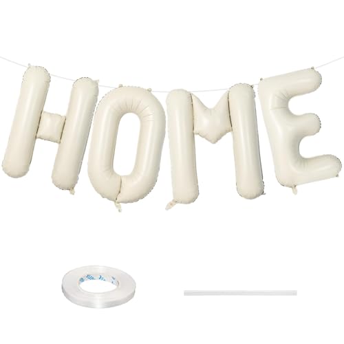 40 Inch Beige HOME Balloon for Housewarming Party Decorations, Large Cream New Home Welcome Balloon Letter Banner, Ivory White Sand Balloons Sign for Sweet House Warming Homecoming Party Decor - color: Cream - Home