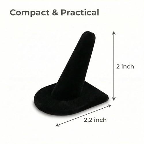 2 Pcs Velvet Ring Holder Stand Jewelry Display Black Holders for Engagement Rings Wedding Showcase Selling Vendors Elegant Ring Organizer Jewelry Stand for Home or Shop Use