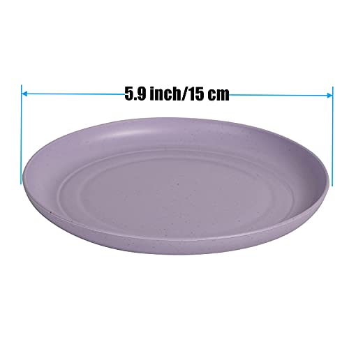 CAMBUY Wheat Straw Plates Lightweight Unbreakable Dinner Dishes Plates Set Dishwasher & Microwave Safe (Small 6 Pack 5.9') - color: Small Multicolour