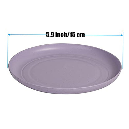 CAMBUY Wheat Straw Plates Lightweight Unbreakable Dinner Dishes Plates Set Dishwasher & Microwave Safe (Small 6 Pack 5.9') - color: Small Multicolour