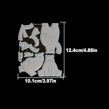 Lapoo Festivals Metal Cutting Die for Scrapbooking - Christmas Cut Stencils for DIY Scrapbook Photo Album Decorative Paper Card, Card Making Supplies, Embossing (Three Polar Bears 4.9 x 4 in) - style: Three Polar Bears 4.9 x 4 in