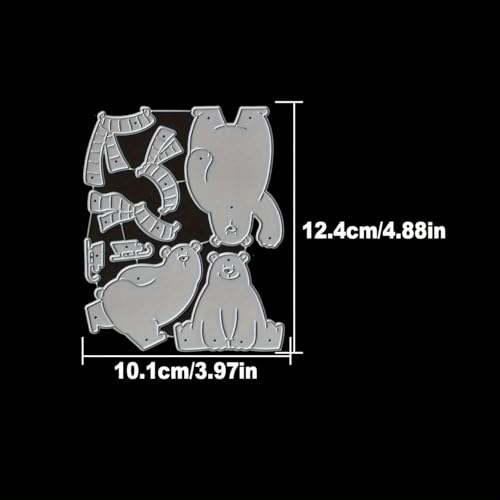Lapoo Festivals Metal Cutting Die for Scrapbooking - Christmas Cut Stencils for DIY Scrapbook Photo Album Decorative Paper Card, Card Making Supplies, Embossing (Three Polar Bears 4.9 x 4 in) - style: Three Polar Bears 4.9 x 4 in
