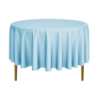 Lann's Linens - 90" Round Premium Tablecloth for Wedding/Banquet/Restaurant - Polyester Fabric Table Cloth - Baby Blue - color: Baby Blue, size: 90" (Round)