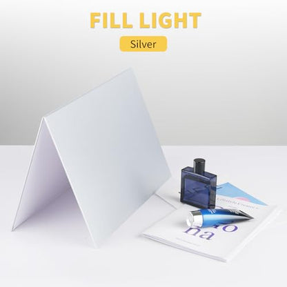 Meking Silver White Photo Backdrop Boards, 2 in 1 Light Reflectors for Photography, Flat Lay Photography Background for Food, Makeup, Jewelry and Other Small Product (17x12 Inch) - size: 1Pcs A3 Silver White