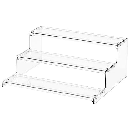 Yieach 3 Tier Acrylic Display Stands for Cupcake Stand,Dessert,Perfume Stand Organizer and Figurine Display Shelf,Tiered Clear Acrylic Display Risers for Cologne,Collection,Spice Rack,Perfume Display - color: Clear