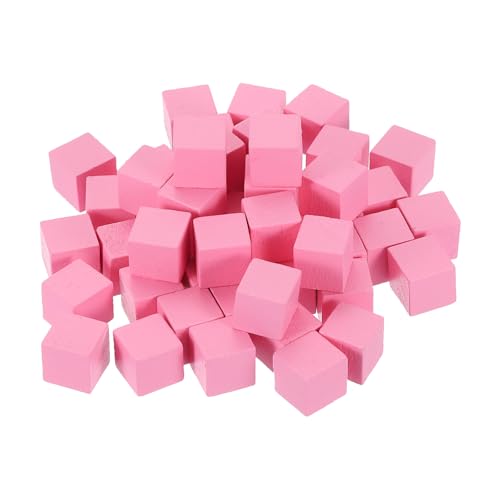 uxcell 100Pcs Wood Blocks for Crafts, 3/8 Inch Unfinished Wooden Cube Pine Wood Square Block for DIY Craft Projects, Pink - color: Pink, size: 3/8"