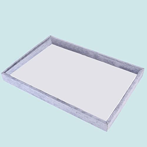 24 Grids Stackable Jewelry Tray Organizer with Removable Dividers, Velvet Jewelry Display Tray for Earrings Necklaces Bracelet Rings Display Showcase - Grey - color: Grey