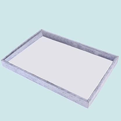 24 Grids Stackable Jewelry Tray Organizer with Removable Dividers, Velvet Jewelry Display Tray for Earrings Necklaces Bracelet Rings Display Showcase - Grey - color: Grey
