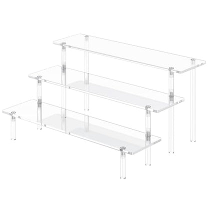 3 Tier Acrylic Display Risers, Large Perfume Organizer Stand, Clear Cupcake Stand Holder, Display Shelves for Figurines, Dessert Shelf for Party, Risers Display Stand for Decoration (1 Pack)