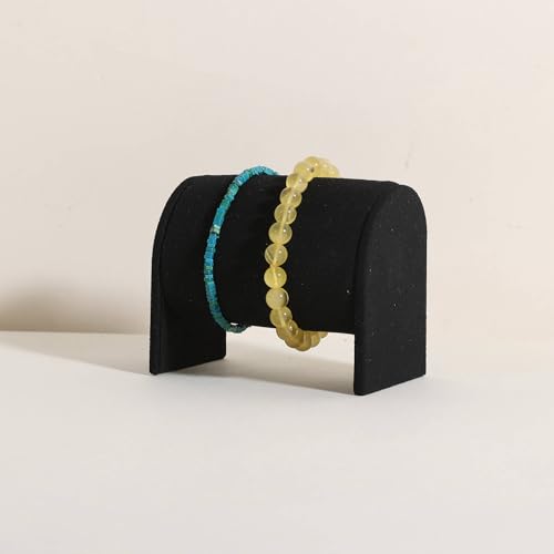 Beige Bracelet storage organizer for boutique store, Velvet watch display stand for selling, Woman jewelry bangle holder for countertop home decor【Bracelet holder-Black】 - color: Black
