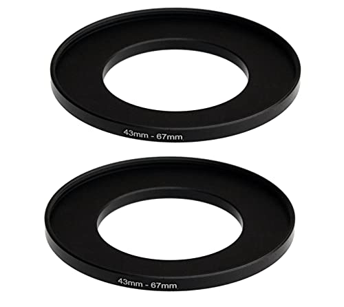 (2 Pcs) 43-67MM Step Up Ring Adapter, 43mm to 67mm Filter Ring, 43 mm Male 67 mm Female Stepping Up Ring for DSLR Camera Lens and ND UV CPL Infrared Filters - size: 43-67MM
