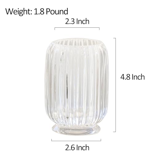 Crystal Makeup Brush holder Organizer, Vintage Make Up Brush Cup Pen Pencil Holder striped vase, Comb Brushes Pen Pencil Storage Box Container (Clear)
