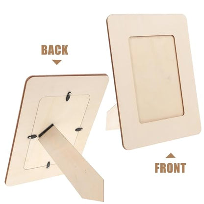 Unfinished Wood Frames 10Pcs Children's DIY Photo Frames Unfinished Wood Small Paintable Picture Creative Craft Kits for Kids Artwork Display